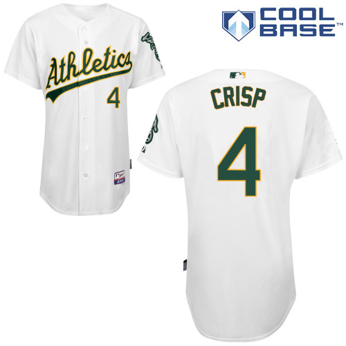 Coco Crisp #4 MLB Jersey-Oakland Athletics Men's Authentic Home White Cool Base Baseball Jersey